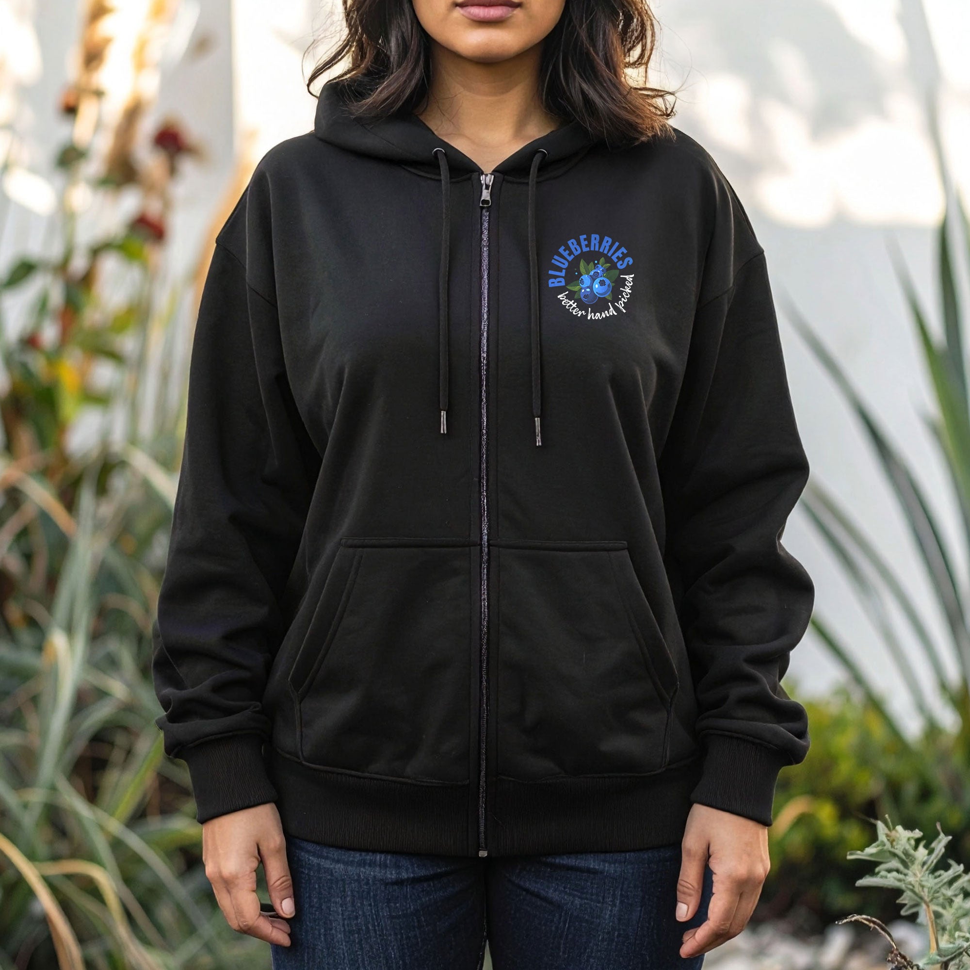 Blueberries Better Hand Picked Zip Hoodie