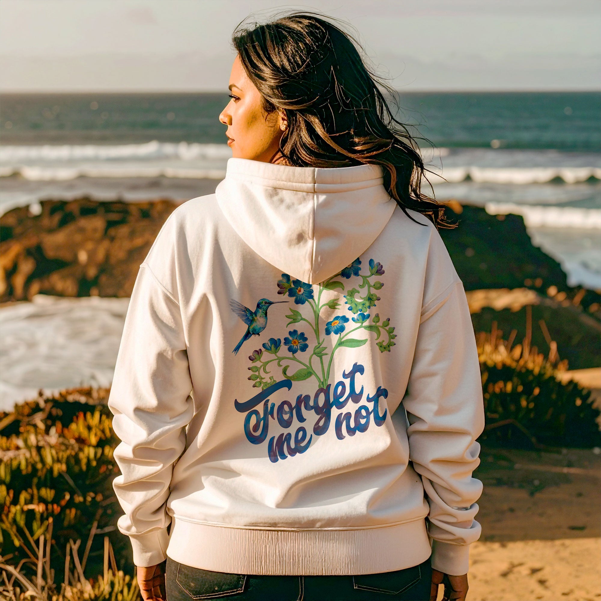 Forget Me Not Hummingbird by Everstruck | Oversized heavyweight hoodie