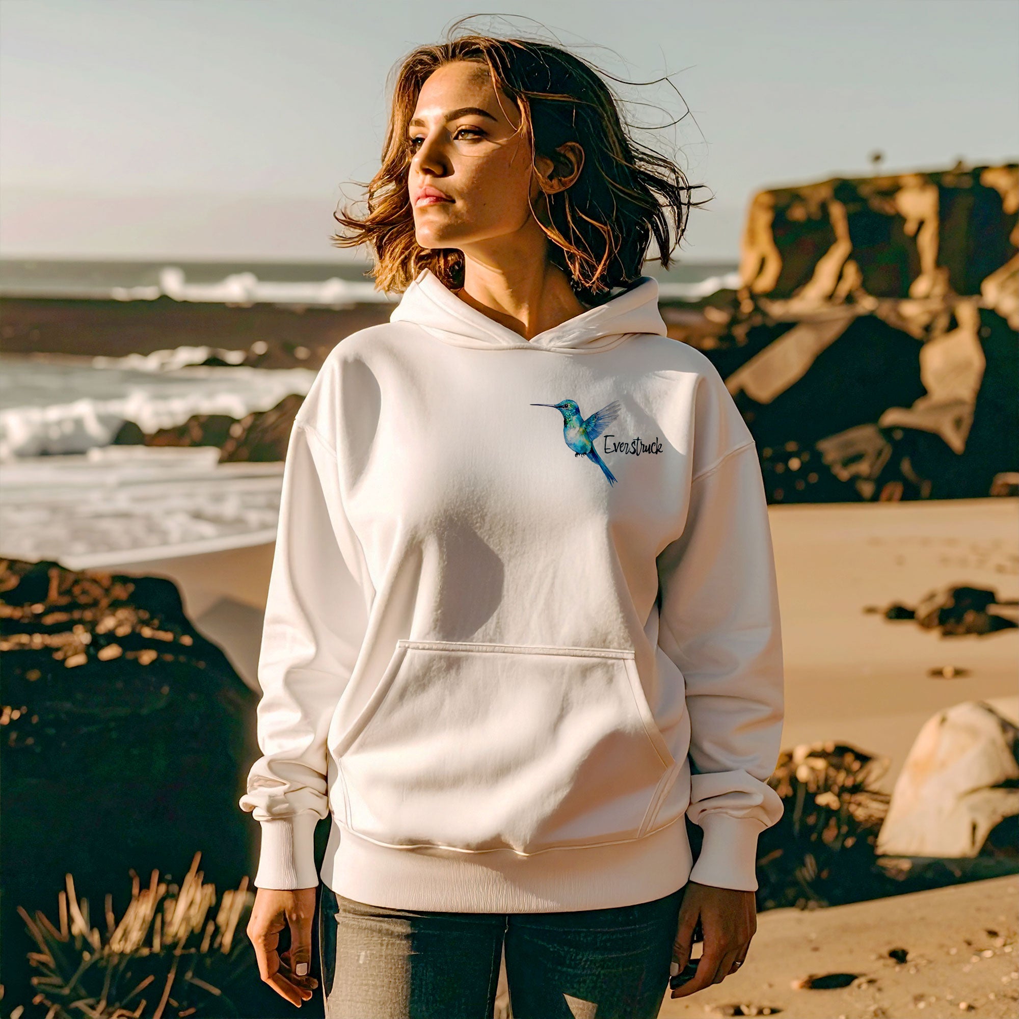 Forget Me Not Hummingbird by Everstruck | Oversized heavyweight hoodie