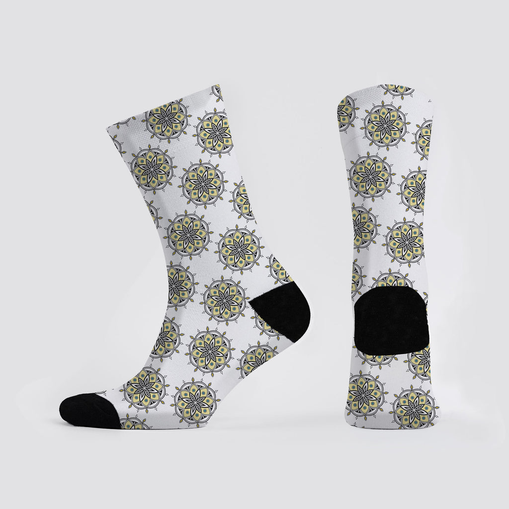 Mandala Bloom Printed Crew Socks