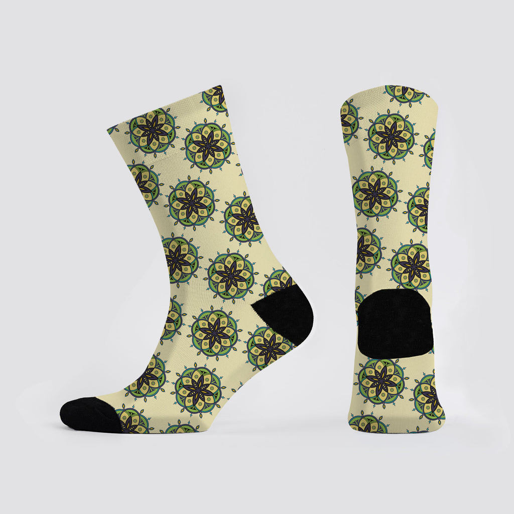 Mandala Bloom Printed Crew Socks