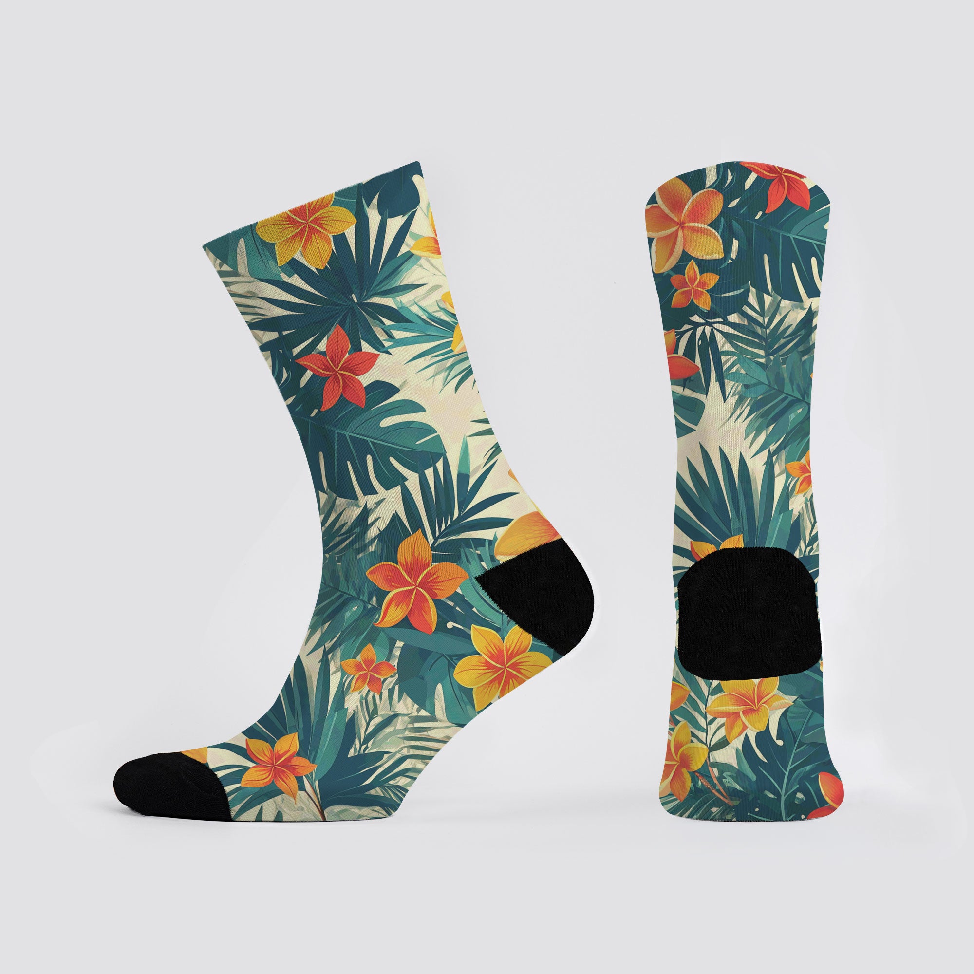 Tiki Plumeria Crew Socks