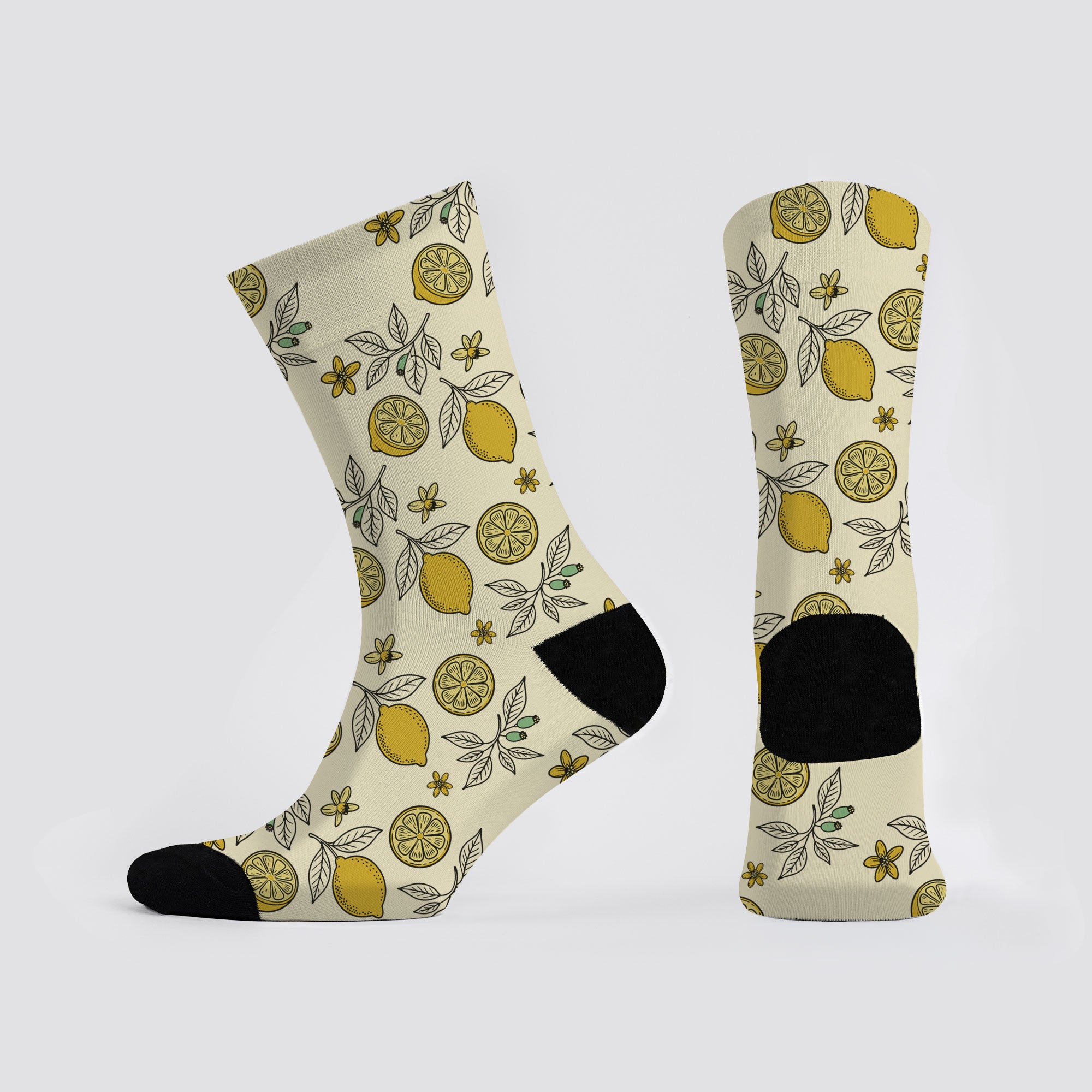 Zesty Uplifting Lemon Crew socks